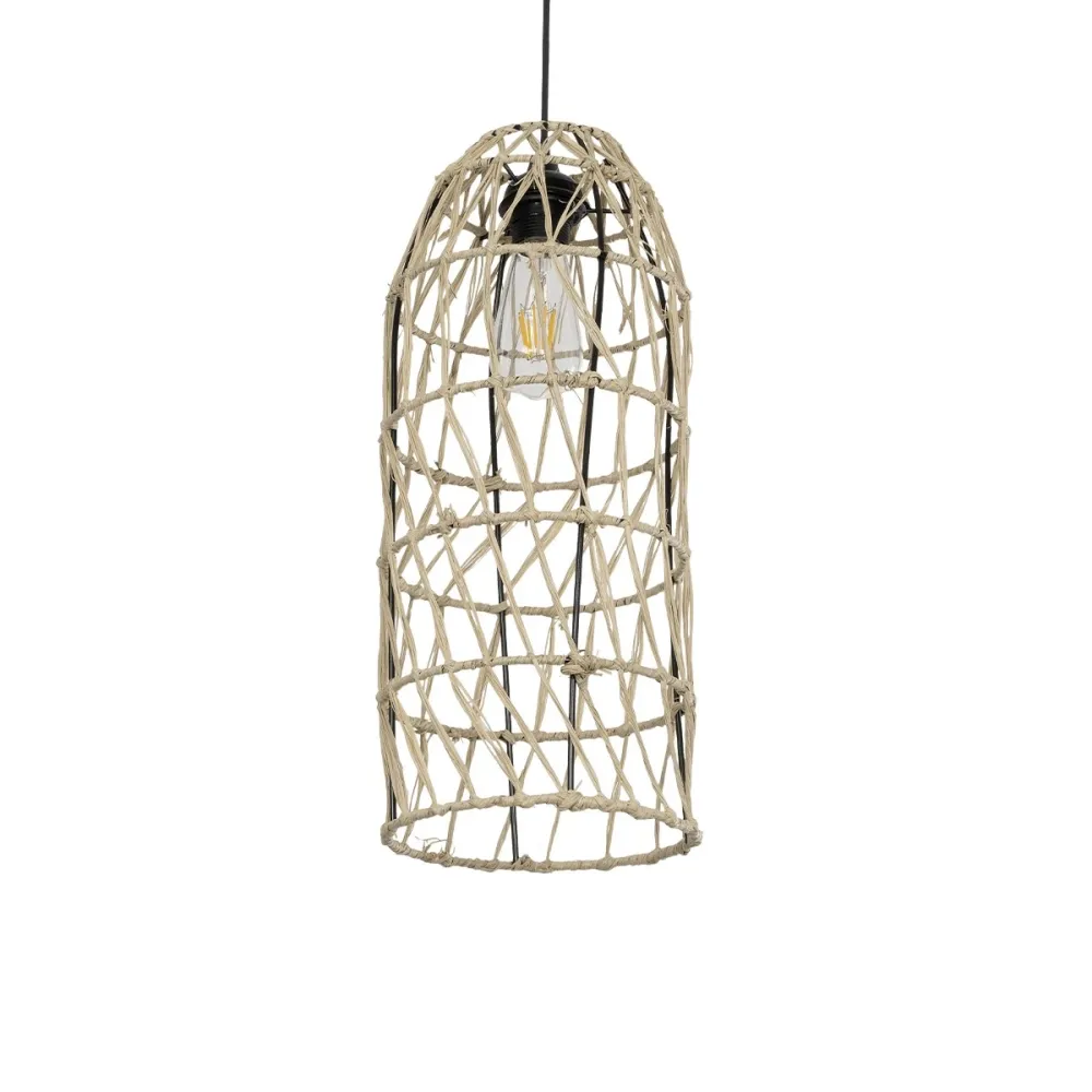 GLOBOSTAR® NETI 205-0024 Boho Κρεμαστό Φωτιστικό Οροφής με Ντουί 1 x E27 AC 220-240V IP20 - Μπεζ - M20 x Π20 x Υ49cm