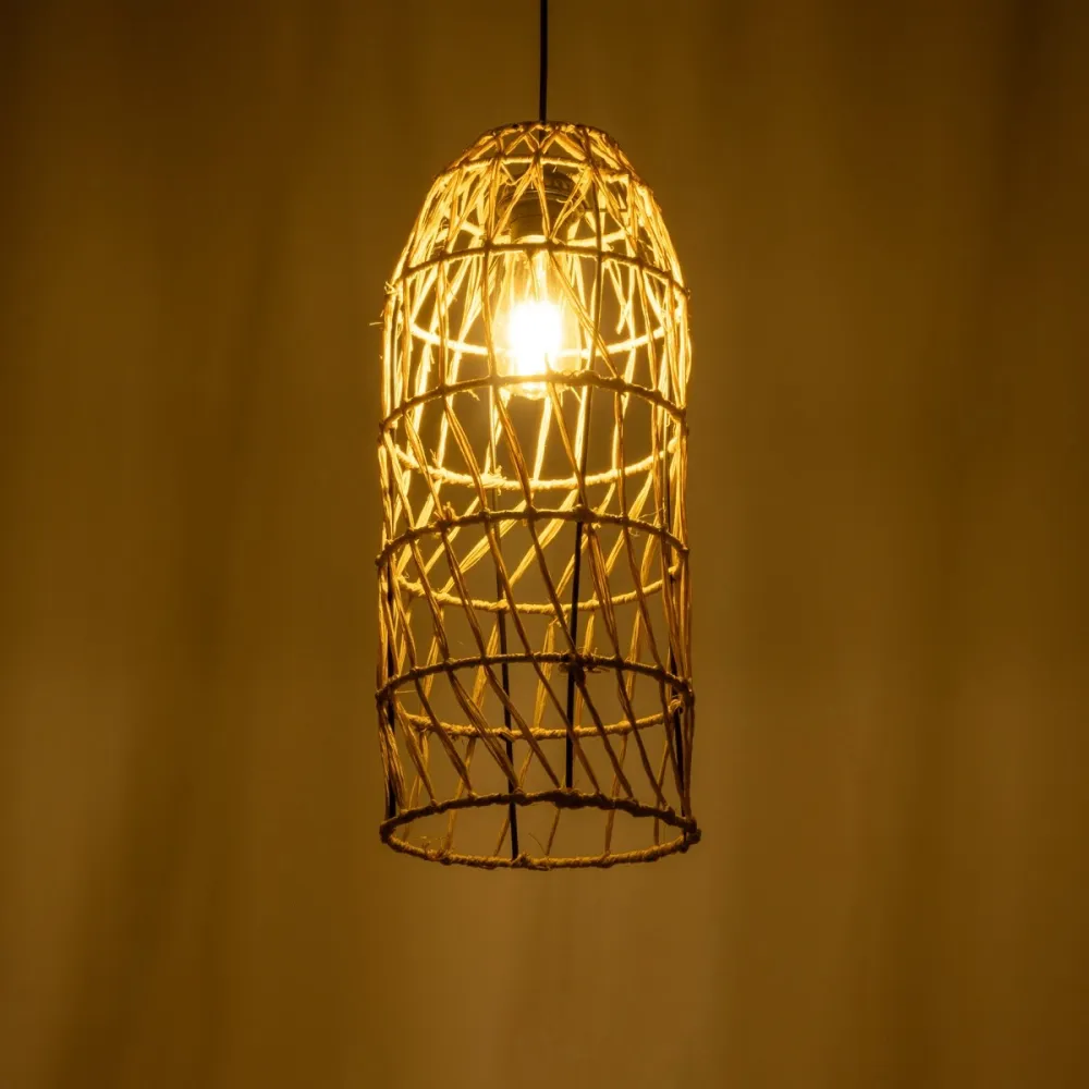 GLOBOSTAR® NETI 205-0024 Boho Κρεμαστό Φωτιστικό Οροφής με Ντουί 1 x E27 AC 220-240V IP20 - Μπεζ - M20 x Π20 x Υ49cm