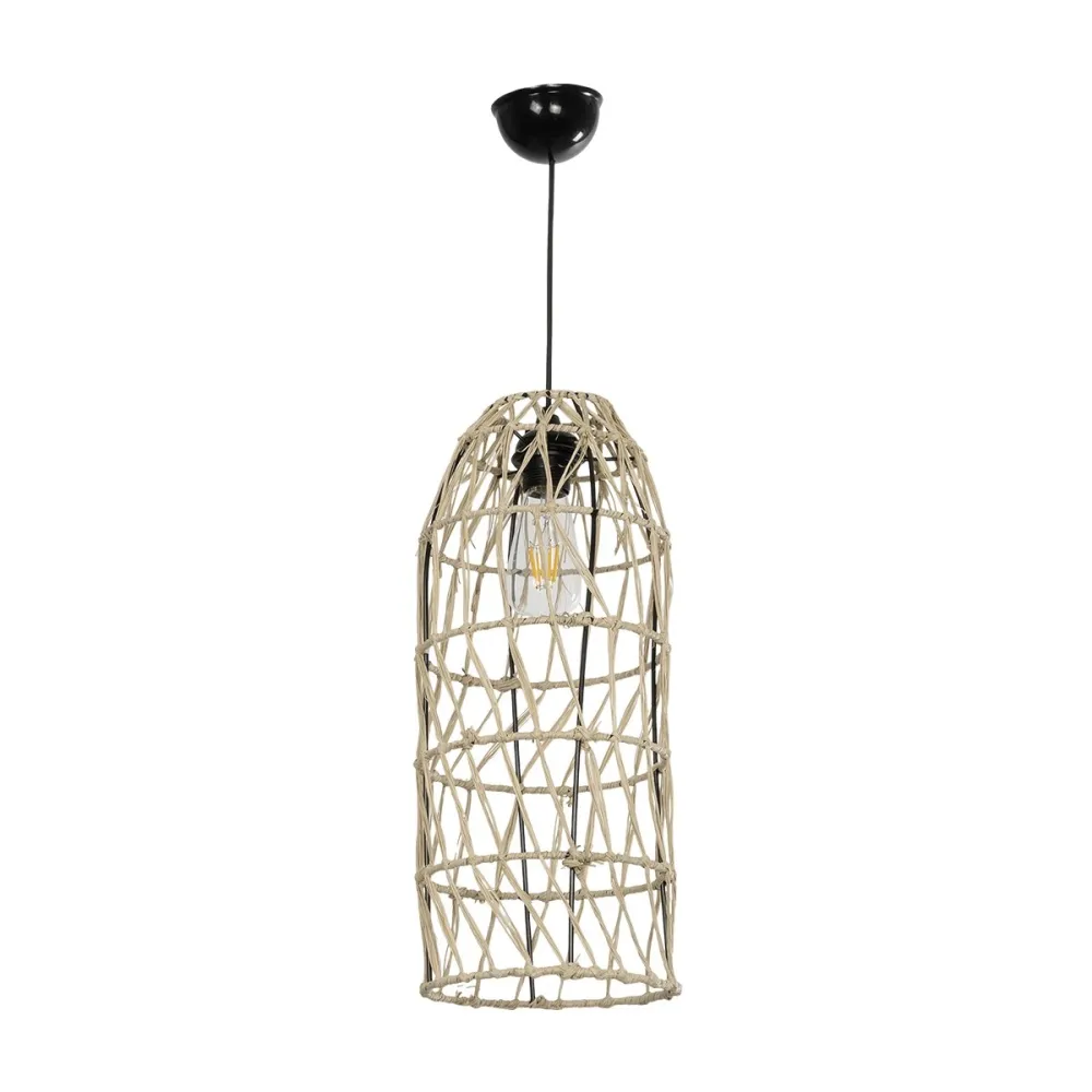 GLOBOSTAR® NETI 205-0024 Boho Κρεμαστό Φωτιστικό Οροφής με Ντουί 1 x E27 AC 220-240V IP20 - Μπεζ - M20 x Π20 x Υ49cm