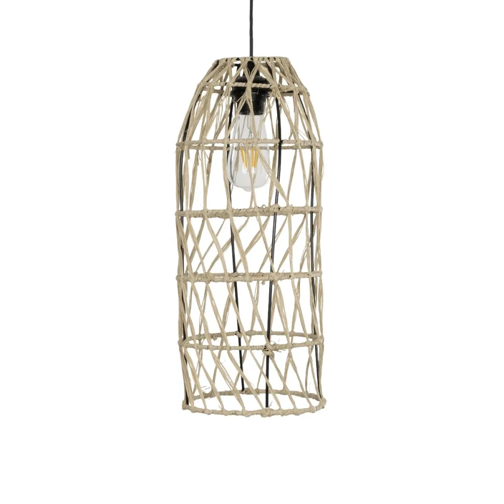 GLOBOSTAR® NETI 205-0024 Boho Κρεμαστό Φωτιστικό Οροφής με Ντουί 1 x E27 AC 220-240V IP20 - Μπεζ - M20 x Π20 x Υ49cm