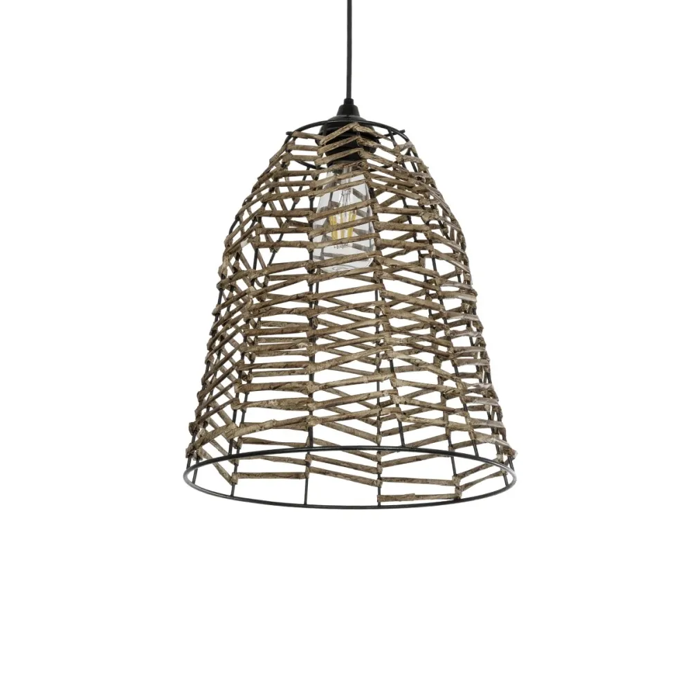 GLOBOSTAR® NETZ 205-0026 Boho Κρεμαστό Φωτιστικό Οροφής με Ντουί 1 x E27 AC 220-240V IP20 - Μπεζ - M30 x Π30 x Υ38cm