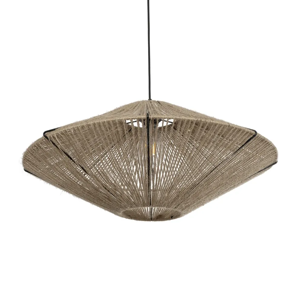 GLOBOSTAR® OVNI 205-0029 Boho Κρεμαστό Φωτιστικό Οροφής με Ντουί 1 x E27 AC 220-240V IP20 - Μπεζ - M60 x Π60 x Υ29cm