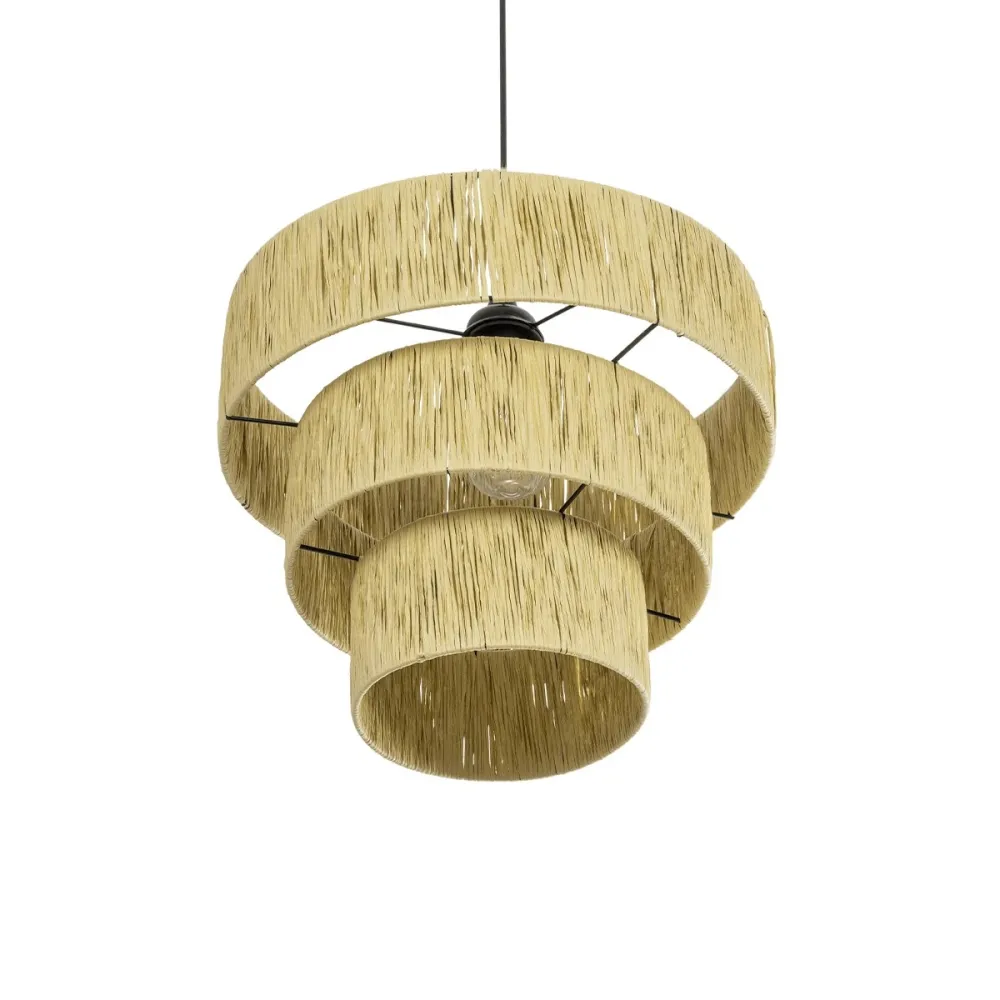 GLOBOSTAR® COROIN 205-0034 Boho Κρεμαστό Φωτιστικό Οροφής με Ντουί 1 x E27 AC 220-240V IP20 - Μπεζ - M40 x Π40 x Υ35cm