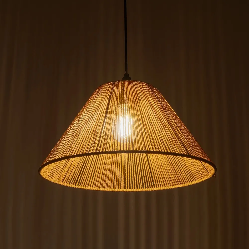 GLOBOSTAR® HATA  205-0036 Boho Κρεμαστό Φωτιστικό Οροφής με Ντουί 1 x E27 AC 220-240V IP20 - Μπεζ - M35 x Π35 x Υ21cm