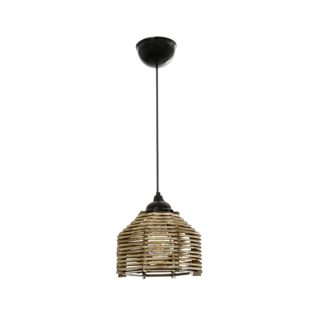 GLOBOSTAR® JUTTI 205-0040 Boho Κρεμαστό Φωτιστικό Οροφής με Ντουί 1 x E27 AC 220-240V IP20 - Μπεζ - M20 x Π20 x Υ18cm