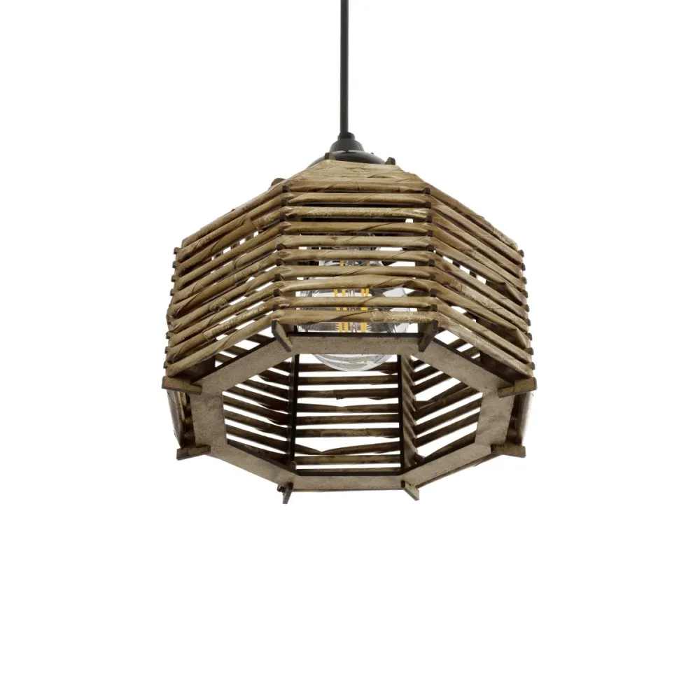 GLOBOSTAR® JUTTI 205-0040 Boho Κρεμαστό Φωτιστικό Οροφής με Ντουί 1 x E27 AC 220-240V IP20 - Μπεζ - M20 x Π20 x Υ18cm