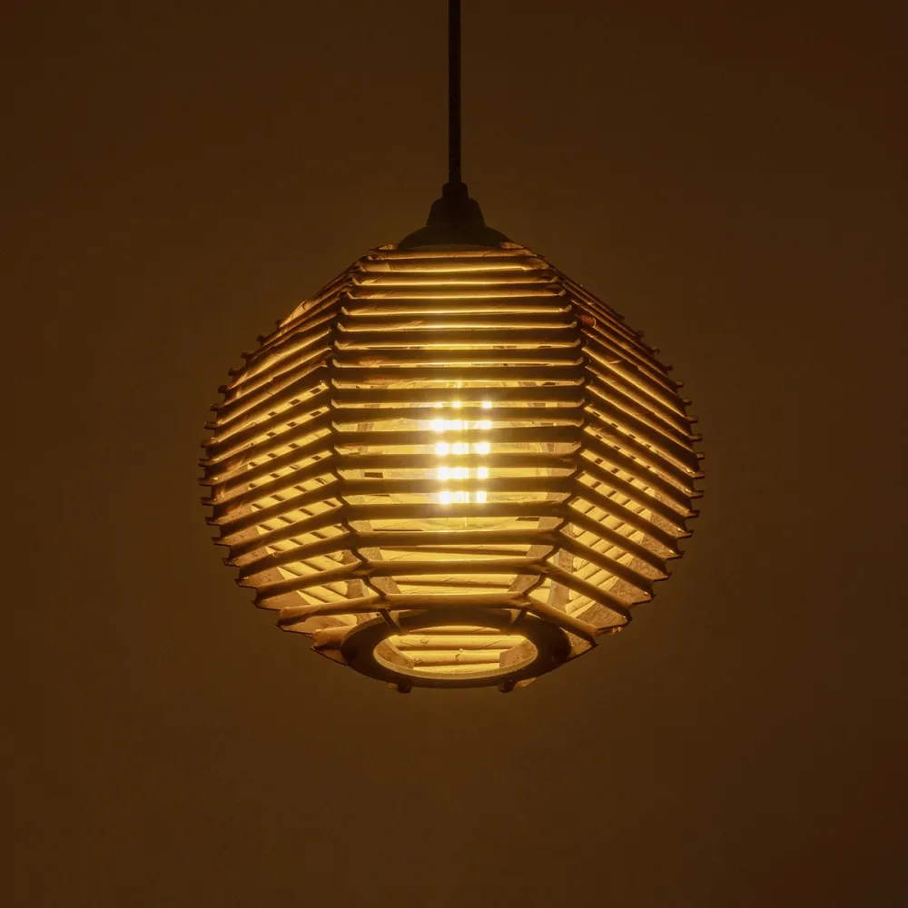 GLOBOSTAR® JUTTI 205-0041 Boho Κρεμαστό Φωτιστικό Οροφής με Ντουί 1 x E27 AC 220-240V IP20 - Μπεζ - M20 x Π20 x Υ18cm