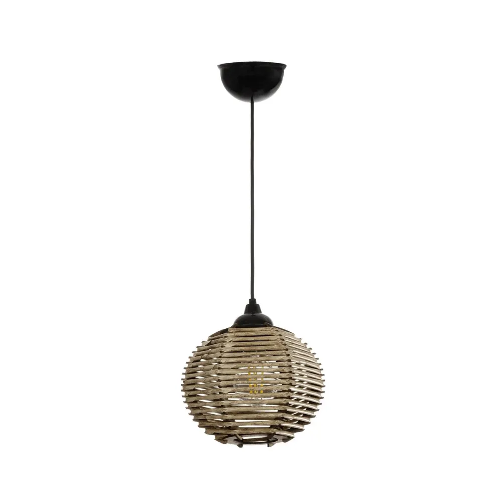 GLOBOSTAR® JUTTI 205-0041 Boho Κρεμαστό Φωτιστικό Οροφής με Ντουί 1 x E27 AC 220-240V IP20 - Μπεζ - M20 x Π20 x Υ18cm