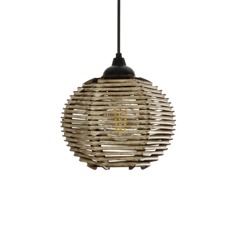 GLOBOSTAR® JUTTI 205-0041 Boho Κρεμαστό Φωτιστικό Οροφής με Ντουί 1 x E27 AC 220-240V IP20 - Μπεζ - M20 x Π20 x Υ18cm