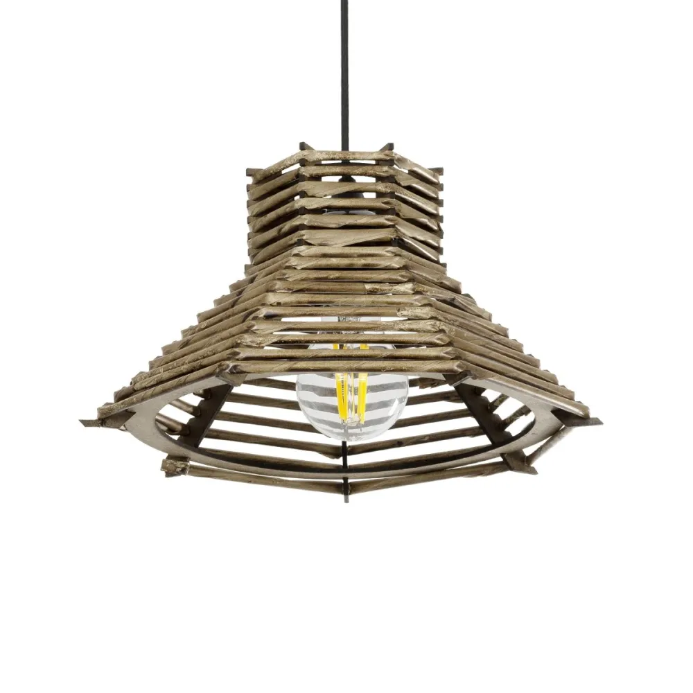 GLOBOSTAR® JUTTI 205-0042 Boho Κρεμαστό Φωτιστικό Οροφής με Ντουί 1 x E27 AC 220-240V IP20 - Μπεζ - M26 x Π26 x Υ15cm