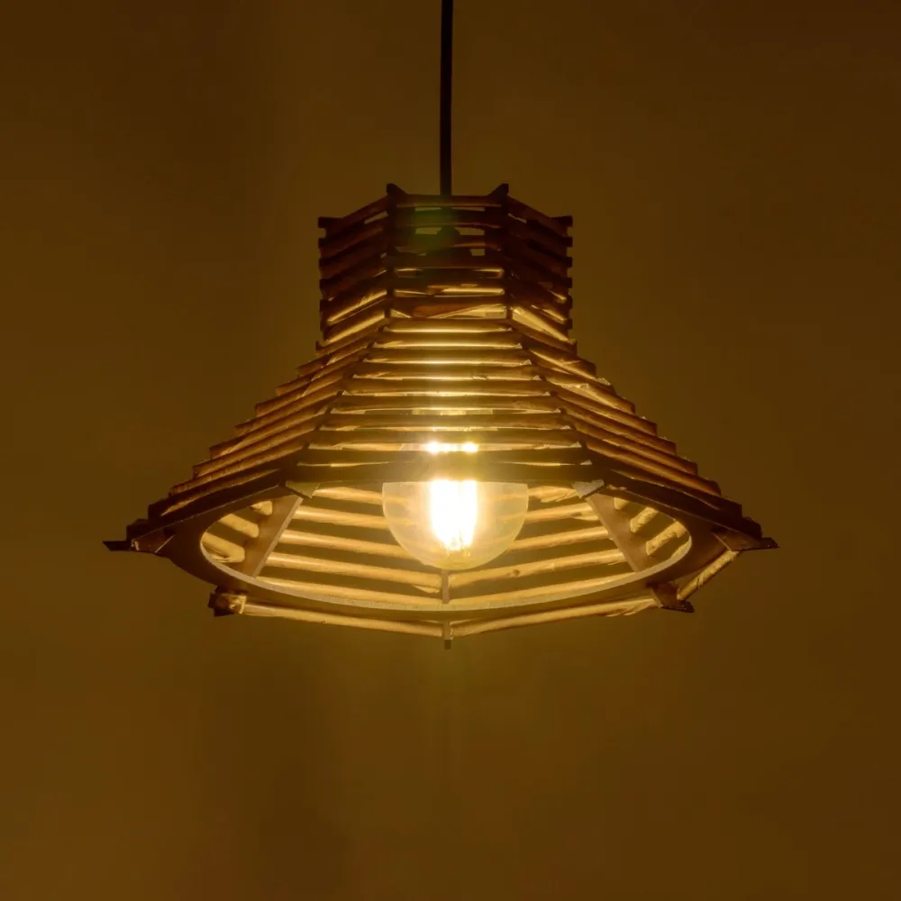 GLOBOSTAR® JUTTI 205-0042 Boho Κρεμαστό Φωτιστικό Οροφής με Ντουί 1 x E27 AC 220-240V IP20 - Μπεζ - M26 x Π26 x Υ15cm