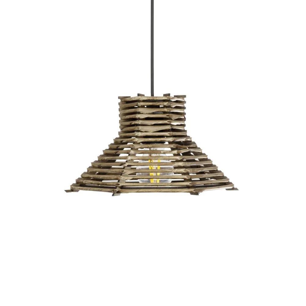 GLOBOSTAR® JUTTI 205-0042 Boho Κρεμαστό Φωτιστικό Οροφής με Ντουί 1 x E27 AC 220-240V IP20 - Μπεζ - M26 x Π26 x Υ15cm