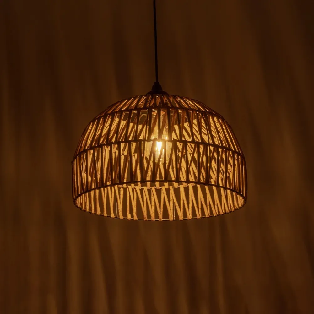 GLOBOSTAR® ARANCIA 205-0047 Boho Κρεμαστό Φωτιστικό Οροφής με Ντουί 1 x E27 AC 220-240V IP20 - Μπεζ - M35 x Π35 x Υ26cm