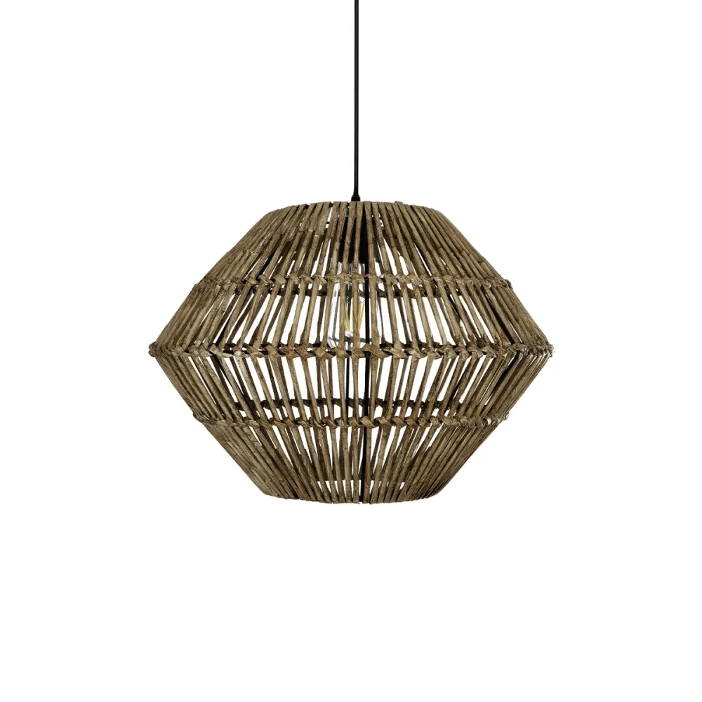GLOBOSTAR® ARANCIA 205-0048 Boho Κρεμαστό Φωτιστικό Οροφής με Ντουί 1 x E27 AC 220-240V IP20 - Μπεζ - M46 x Π46 x Υ35cm