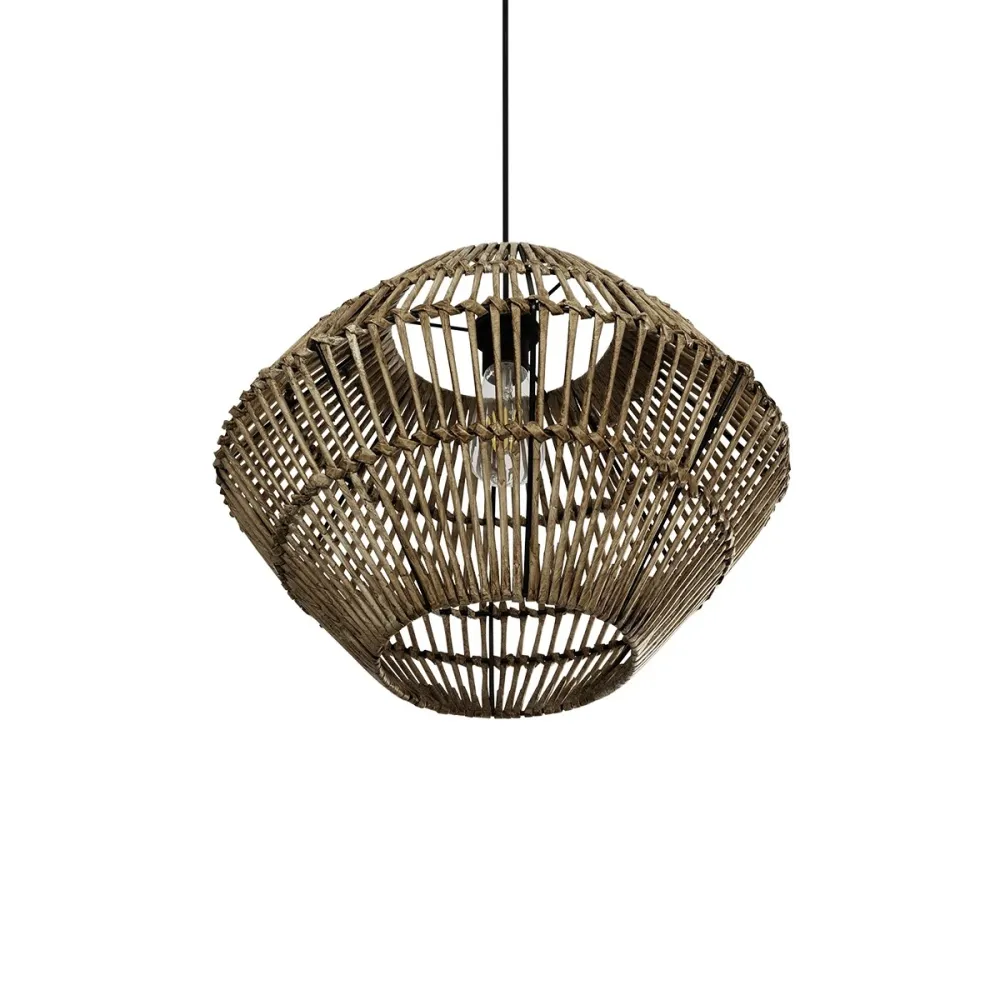 GLOBOSTAR® ARANCIA 205-0048 Boho Κρεμαστό Φωτιστικό Οροφής με Ντουί 1 x E27 AC 220-240V IP20 - Μπεζ - M46 x Π46 x Υ35cm
