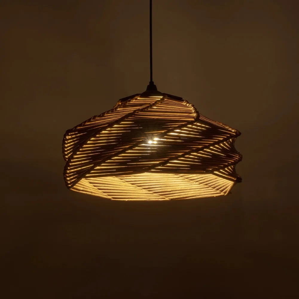 GLOBOSTAR® HUSLE 205-0049 Boho Κρεμαστό Φωτιστικό Οροφής με Ντουί 1 x E27 AC 220-240V IP20 - Μπεζ - M38 x Π38 x Υ23cm
