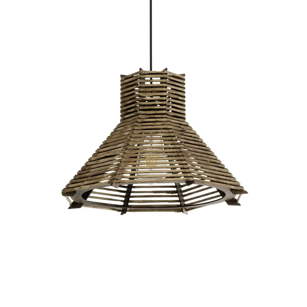 GLOBOSTAR® JUTTI 205-0051 Boho Κρεμαστό Φωτιστικό Οροφής με Ντουί 1 x E27 AC 220-240V IP20 - Καφέ- M40 x Π40 x Υ26cm