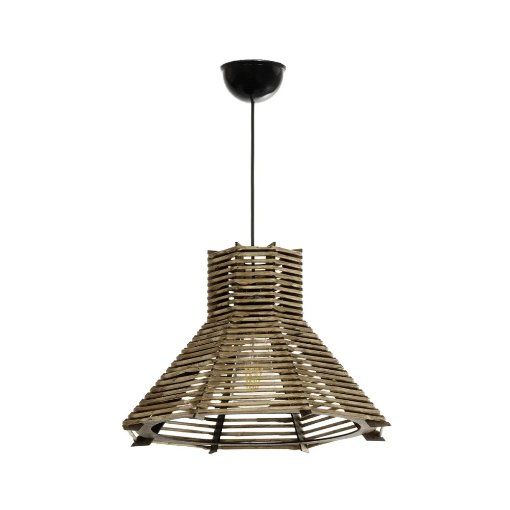 GLOBOSTAR® JUTTI 205-0051 Boho Κρεμαστό Φωτιστικό Οροφής με Ντουί 1 x E27 AC 220-240V IP20 - Καφέ- M40 x Π40 x Υ26cm