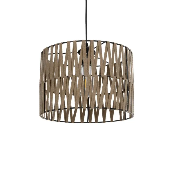 GLOBOSTAR® MARS 205-0054 Boho Κρεμαστό Φωτιστικό Οροφής με Ντουί 1 x E27 AC 220-240V IP20 - Μπεζ - M30 x Π30 x Υ24cm