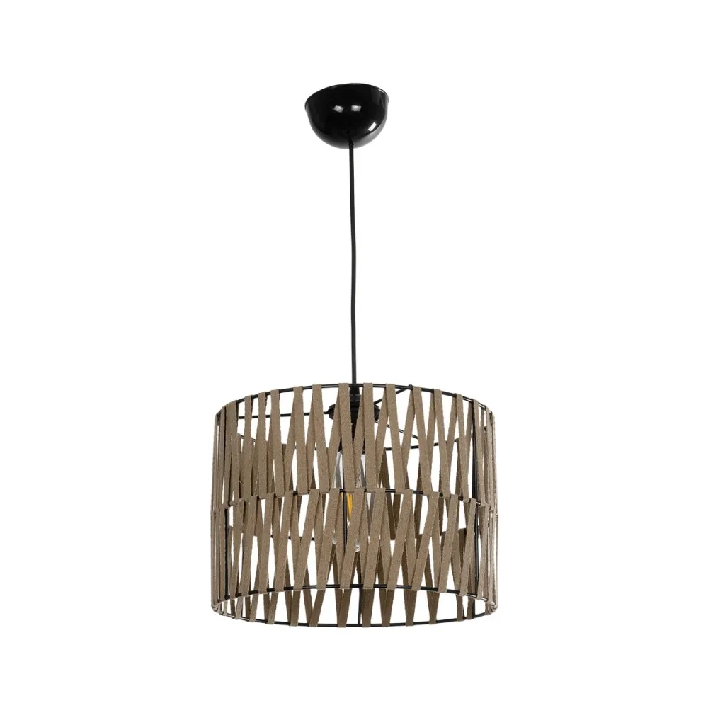 GLOBOSTAR® MARS 205-0054 Boho Κρεμαστό Φωτιστικό Οροφής με Ντουί 1 x E27 AC 220-240V IP20 - Μπεζ - M30 x Π30 x Υ24cm