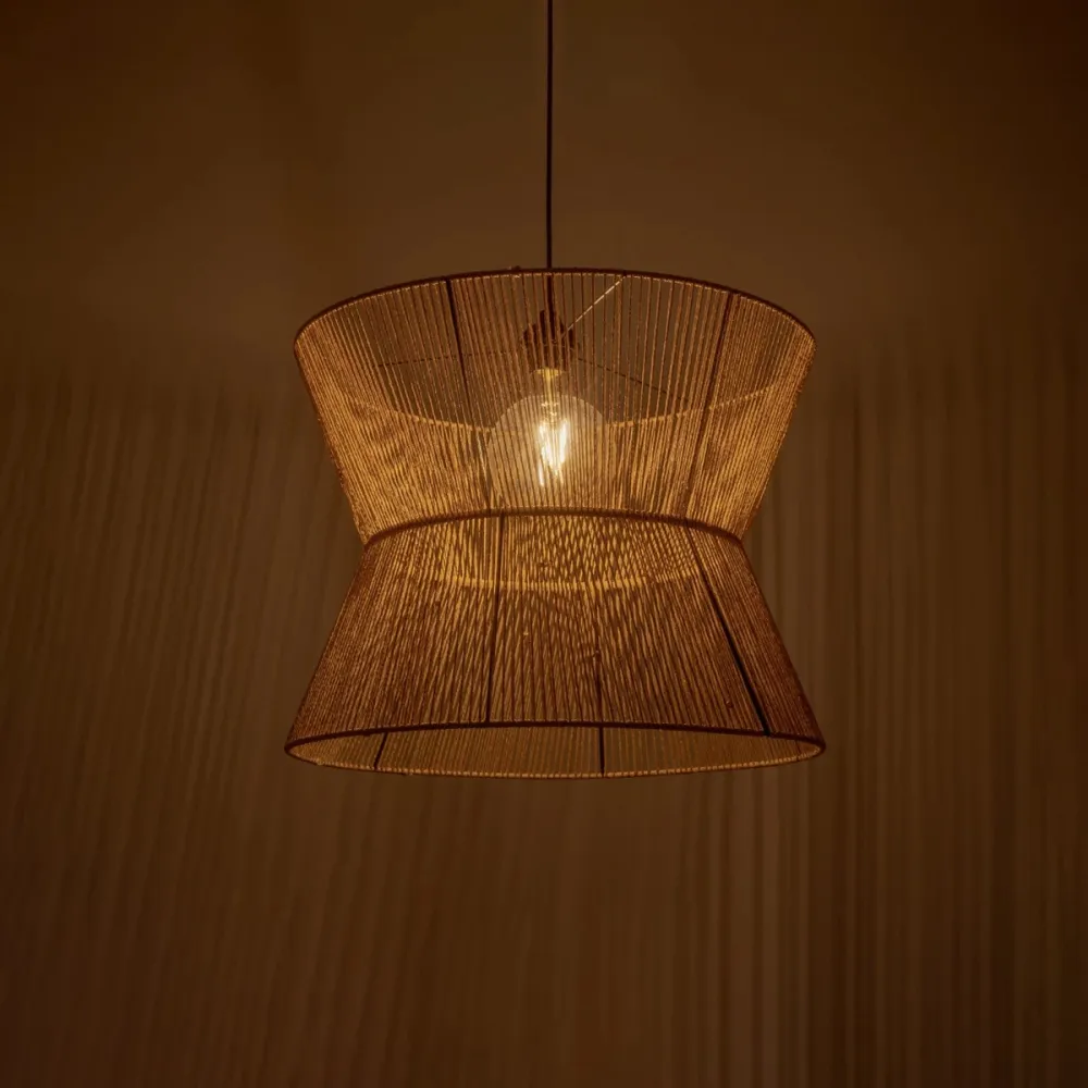 GLOBOSTAR® UPCONE 205-0056 Boho Κρεμαστό Φωτιστικό Οροφής με Ντουί 1 x E27 AC 220-240V IP20 - Μπεζ - M50 x Π50 x Υ43cm