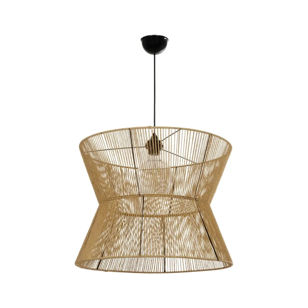 GLOBOSTAR® UPCONE 205-0056 Boho Κρεμαστό Φωτιστικό Οροφής με Ντουί 1 x E27 AC 220-240V IP20 - Μπεζ - M50 x Π50 x Υ43cm