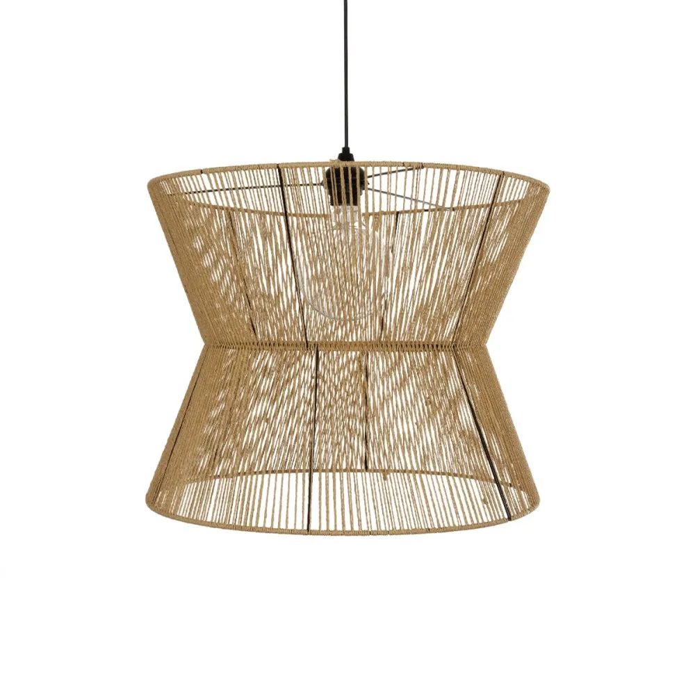 GLOBOSTAR® UPCONE 205-0056 Boho Κρεμαστό Φωτιστικό Οροφής με Ντουί 1 x E27 AC 220-240V IP20 - Μπεζ - M50 x Π50 x Υ43cm