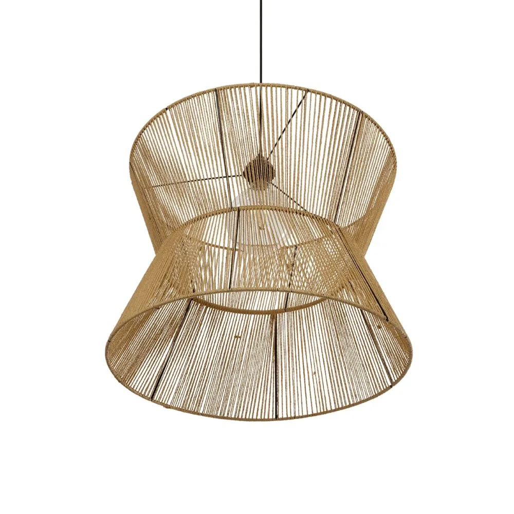 GLOBOSTAR® UPCONE 205-0056 Boho Κρεμαστό Φωτιστικό Οροφής με Ντουί 1 x E27 AC 220-240V IP20 - Μπεζ - M50 x Π50 x Υ43cm