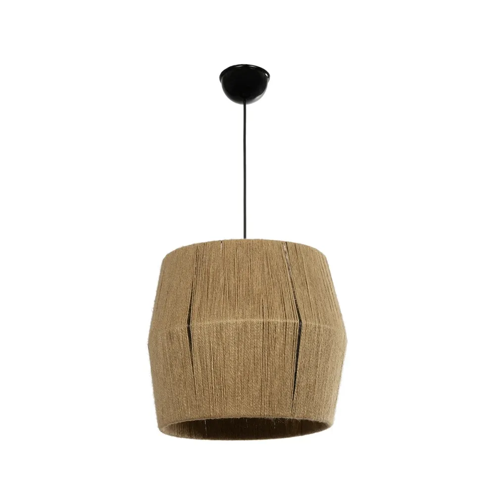 GLOBOSTAR® CONE 205-0057 Boho Κρεμαστό Φωτιστικό Οροφής με Ντουί 1 x E27 AC 220-240V IP20 - Μπεζ - M38 x Π38 x Υ34cm
