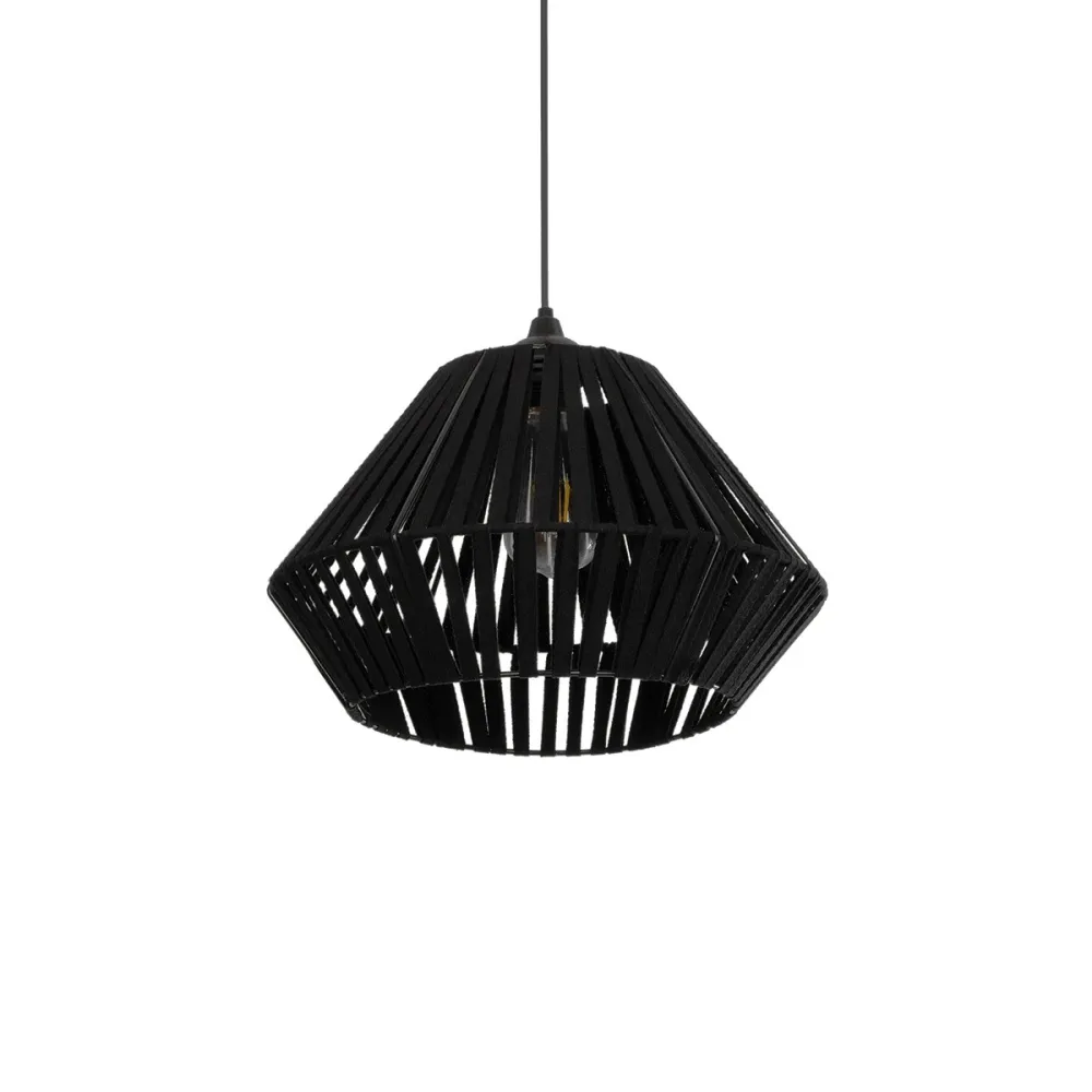 GLOBOSTAR® NUI 205-0061 Boho Κρεμαστό Φωτιστικό Οροφής με Ντουί 1 x E27 AC 220-240V IP20 - Μαύρο - M36 x Π36 x Υ27cm