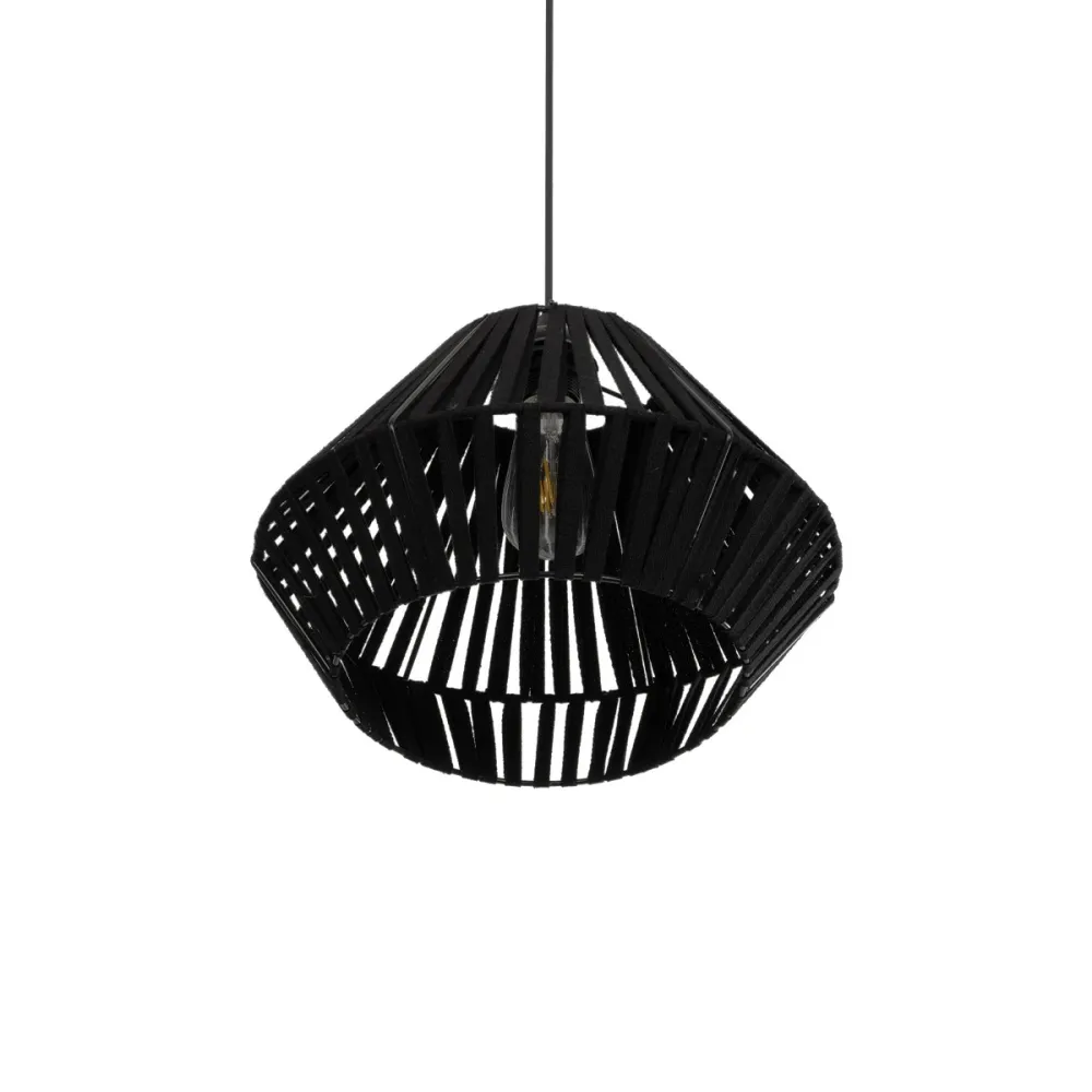 GLOBOSTAR® NUI 205-0061 Boho Κρεμαστό Φωτιστικό Οροφής με Ντουί 1 x E27 AC 220-240V IP20 - Μαύρο - M36 x Π36 x Υ27cm
