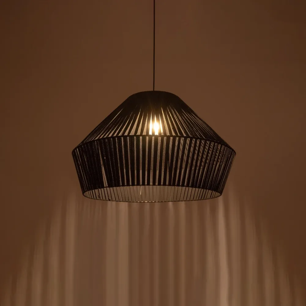 GLOBOSTAR® NUI 205-0062 Boho Κρεμαστό Φωτιστικό Οροφής με Ντουί 1 x E27 AC 220-240V IP20 - Μαύρο - M60 x Π60 x Υ41cm