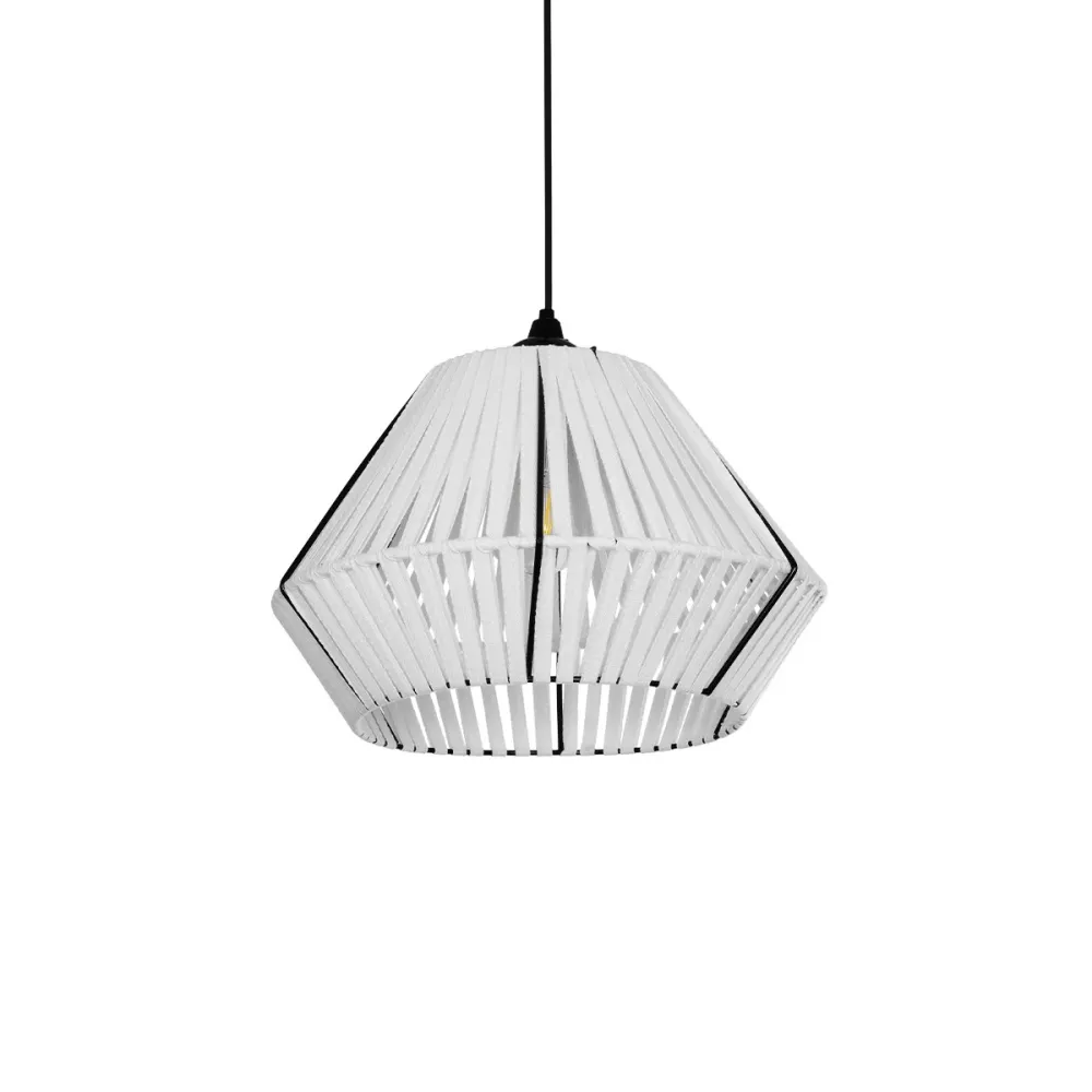 GLOBOSTAR® NUI 205-0063 Boho Κρεμαστό Φωτιστικό Οροφής με Ντουί 1 x E27 AC 220-240V IP20 - Λευκό - M36 x Π36 x Υ27cm