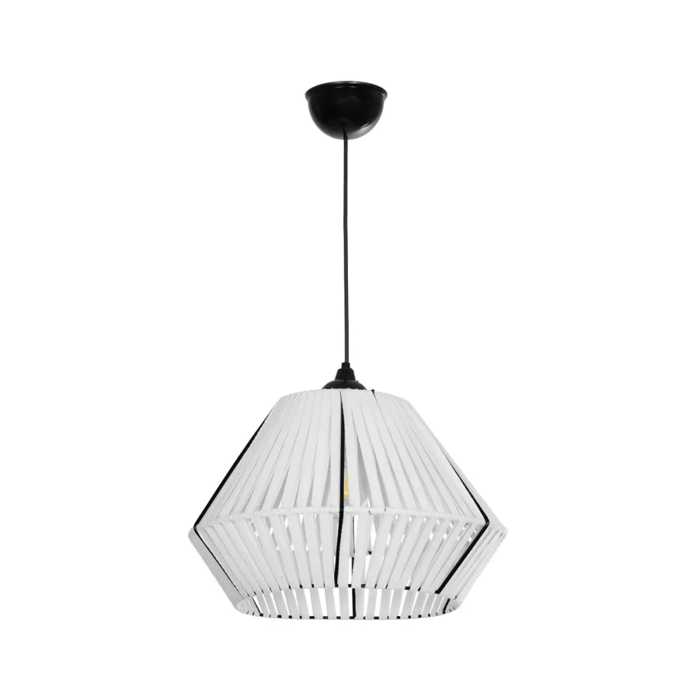 GLOBOSTAR® NUI 205-0063 Boho Κρεμαστό Φωτιστικό Οροφής με Ντουί 1 x E27 AC 220-240V IP20 - Λευκό - M36 x Π36 x Υ27cm