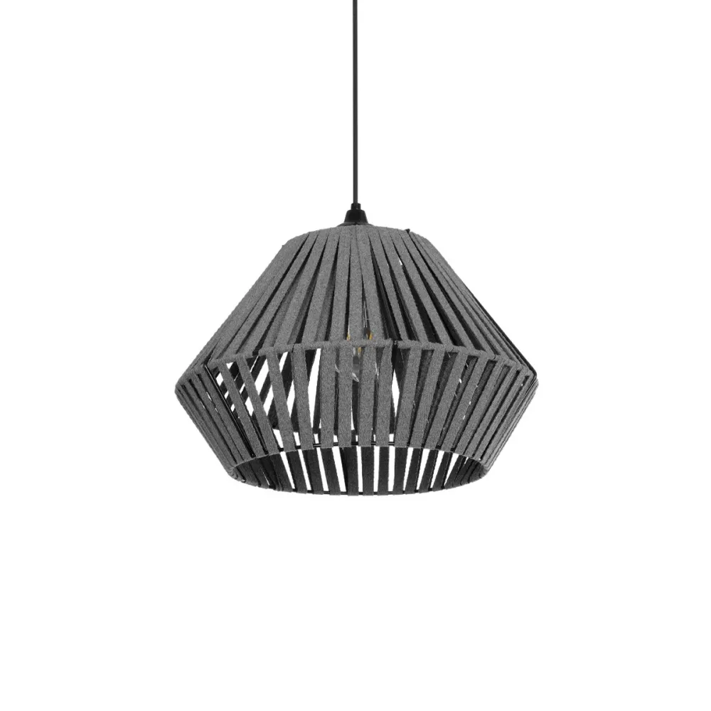GLOBOSTAR® NUI 205-0065 Boho Κρεμαστό Φωτιστικό Οροφής με Ντουί 1 x E27 AC 220-240V IP20 - Γκρι - M36 x Π36 x Υ27cm