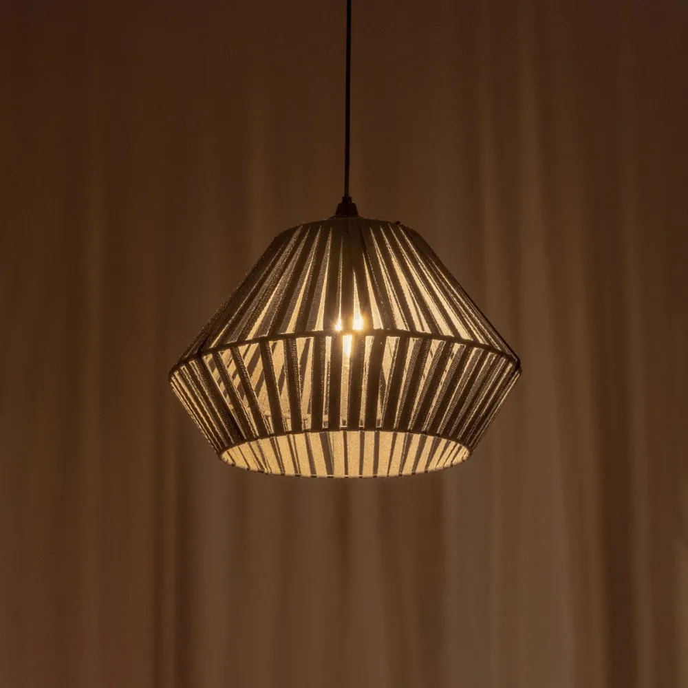GLOBOSTAR® NUI 205-0065 Boho Κρεμαστό Φωτιστικό Οροφής με Ντουί 1 x E27 AC 220-240V IP20 - Γκρι - M36 x Π36 x Υ27cm