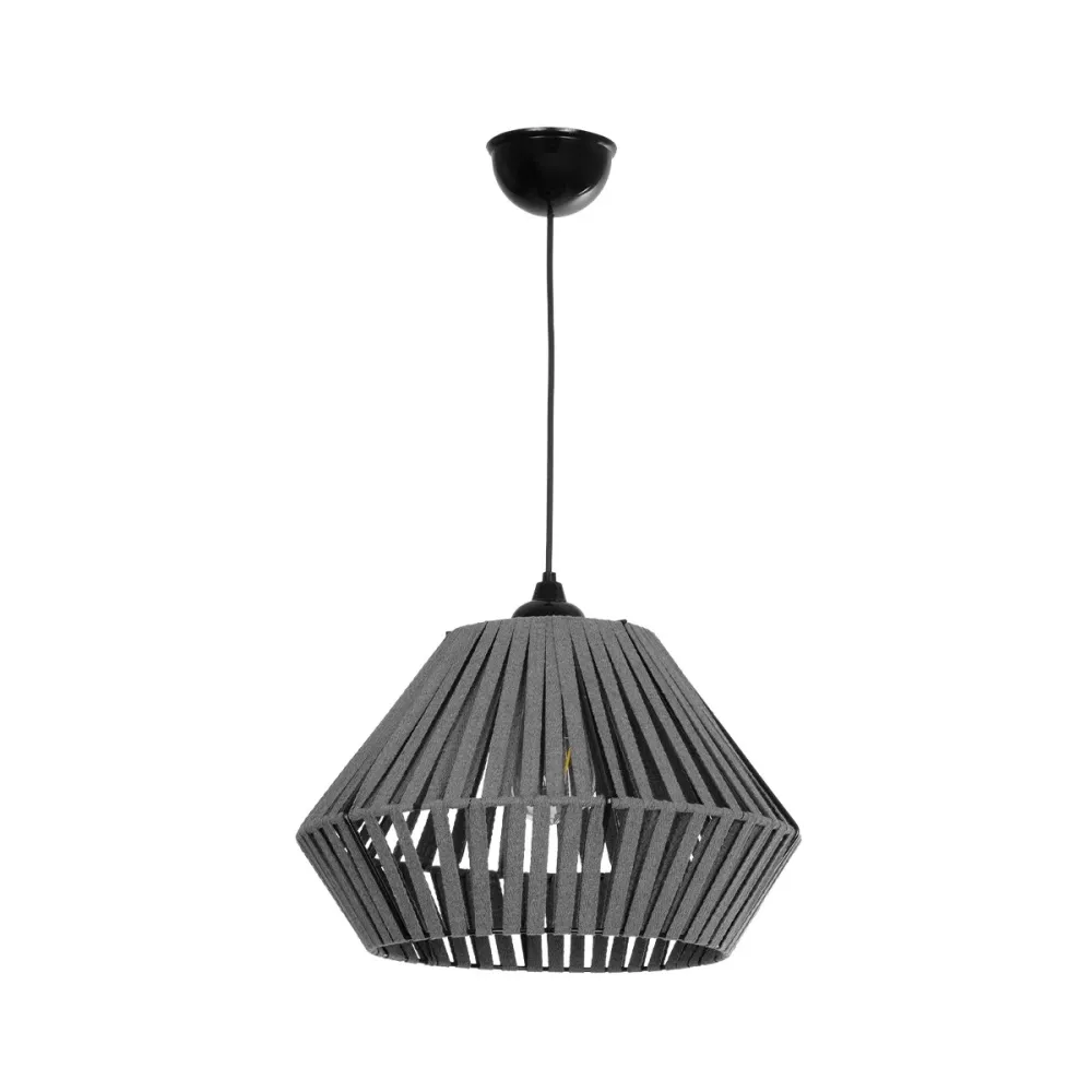 GLOBOSTAR® NUI 205-0065 Boho Κρεμαστό Φωτιστικό Οροφής με Ντουί 1 x E27 AC 220-240V IP20 - Γκρι - M36 x Π36 x Υ27cm