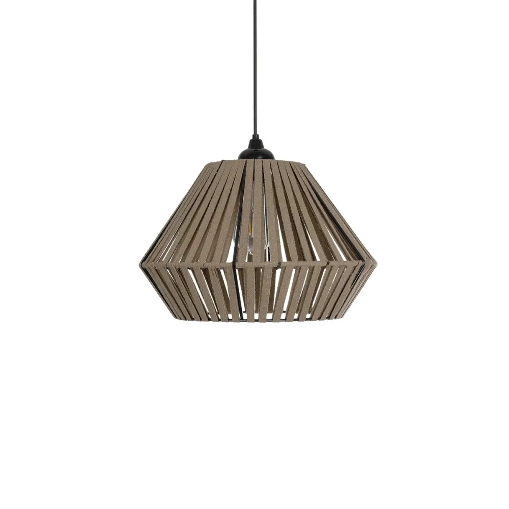 GLOBOSTAR® NUI 205-0067 Boho Κρεμαστό Φωτιστικό Οροφής με Ντουί 1 x E27 AC 220-240V IP20 - Μπεζ - M36 x Π36 x Υ27cm