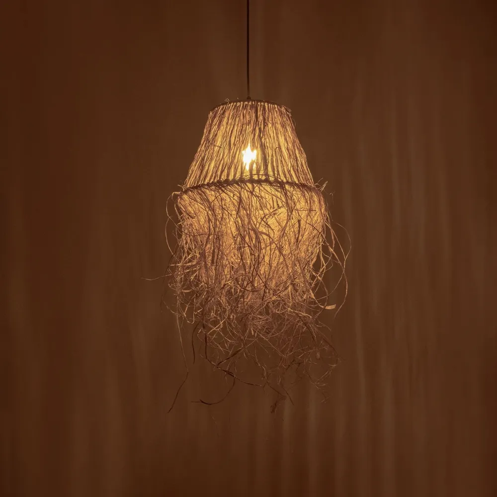 GLOBOSTAR® HERBE 205-0073 Boho Κρεμαστό Φωτιστικό Οροφής με Ντουί 1 x E27 AC 220-240V IP20 - Μπεζ - M30 x Π30 x Υ40cm