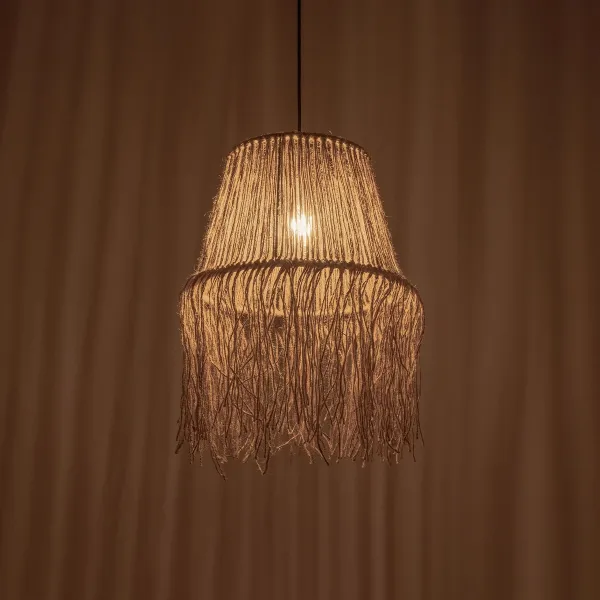 GLOBOSTAR® ROKA 205-0075 Boho Κρεμαστό Φωτιστικό Οροφής με Ντουί 1 x E27 AC 220-240V IP20 - Μπεζ - M30 x Π30 x Υ45cm