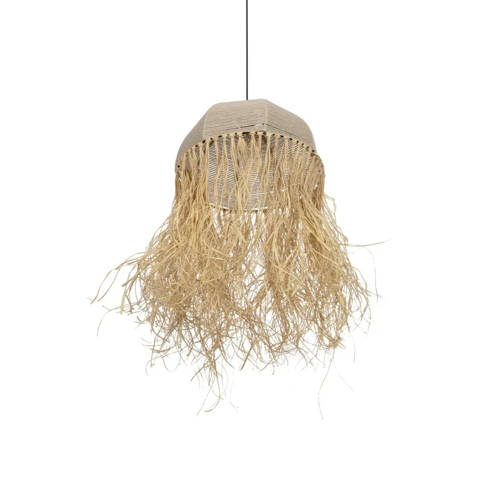 GLOBOSTAR® PLUVIA 205-0080 Boho Κρεμαστό Φωτιστικό Οροφής με Ντουί 1 x E27 AC 220-240V IP20 - Μπεζ - M50 x Π50 x Υ80cm