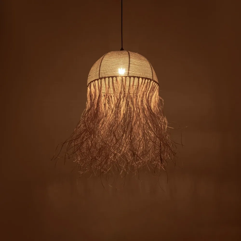 GLOBOSTAR® PLUVIA 205-0081 Boho Κρεμαστό Φωτιστικό Οροφής με Ντουί 1 x E27 AC 220-240V IP20 - Μπεζ - M40 x Π40 x Υ70cm