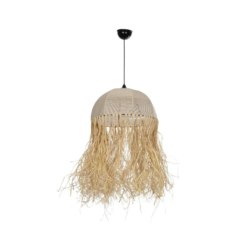 GLOBOSTAR® PLUVIA 205-0081 Boho Κρεμαστό Φωτιστικό Οροφής με Ντουί 1 x E27 AC 220-240V IP20 - Μπεζ - M40 x Π40 x Υ70cm