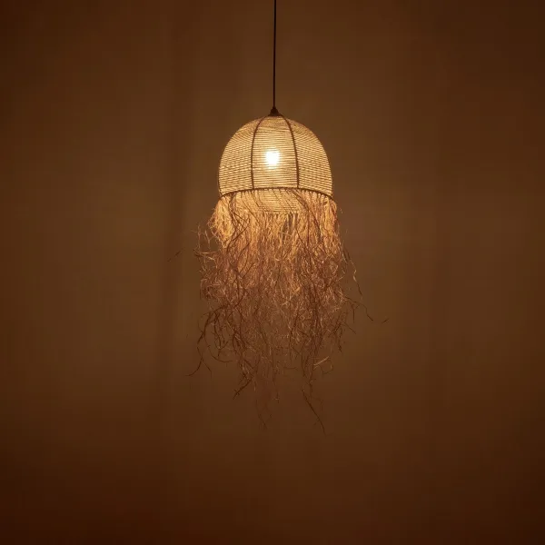 GLOBOSTAR® PLUVIA 205-0082 Boho Κρεμαστό Φωτιστικό Οροφής με Ντουί 1 x E27 AC 220-240V IP20 - Μπεζ - M30 x Π30 x Υ70cm