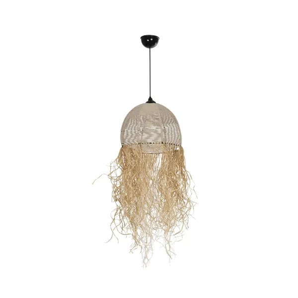 GLOBOSTAR® PLUVIA 205-0082 Boho Κρεμαστό Φωτιστικό Οροφής με Ντουί 1 x E27 AC 220-240V IP20 - Μπεζ - M30 x Π30 x Υ70cm