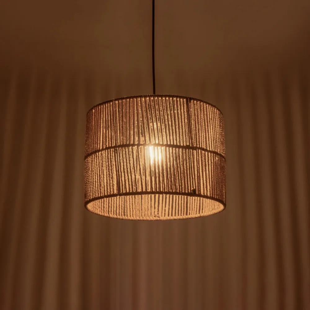 GLOBOSTAR® SAFA 205-0085 Boho Κρεμαστό Φωτιστικό Οροφής με Ντουί 1 x E27 AC 220-240V IP20 - Μπεζ - M30 x Π30 x Υ26cm