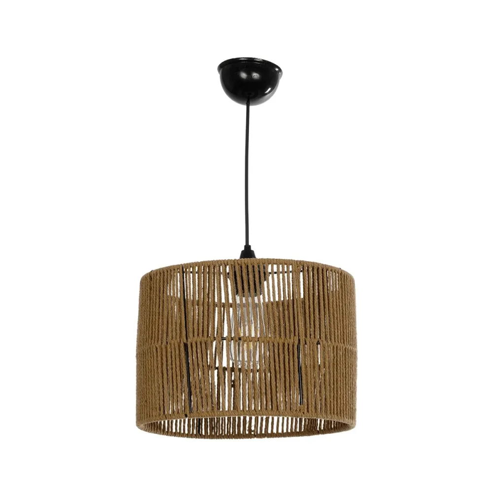 GLOBOSTAR® SAFA 205-0085 Boho Κρεμαστό Φωτιστικό Οροφής με Ντουί 1 x E27 AC 220-240V IP20 - Μπεζ - M30 x Π30 x Υ26cm