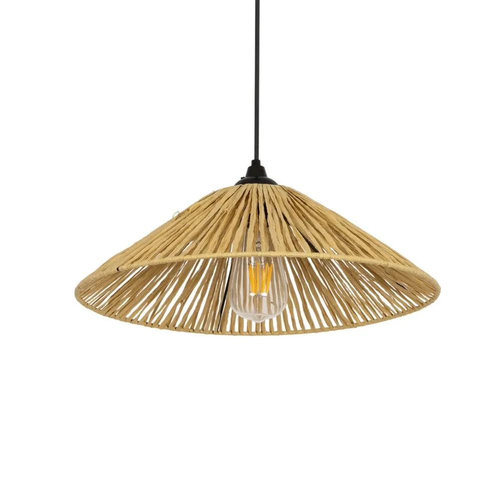 GLOBOSTAR® CHAPEAU 205-0086 Boho Κρεμαστό Φωτιστικό Οροφής με Ντουί 1 x E27 AC 220-240V IP20 - Μπεζ - M41 x Π41 x Υ17cm