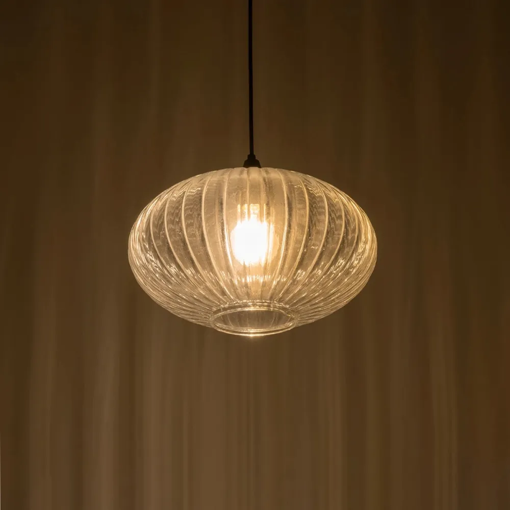 GLOBOSTAR® PERA 206-0009 Μοντέρνο Κρεμαστό Φωτιστικό Οροφής με Ντουί 1 x E27 AC 220-240V IP20 - Διάφανο - Μ30 x Π30 x Υ22cm