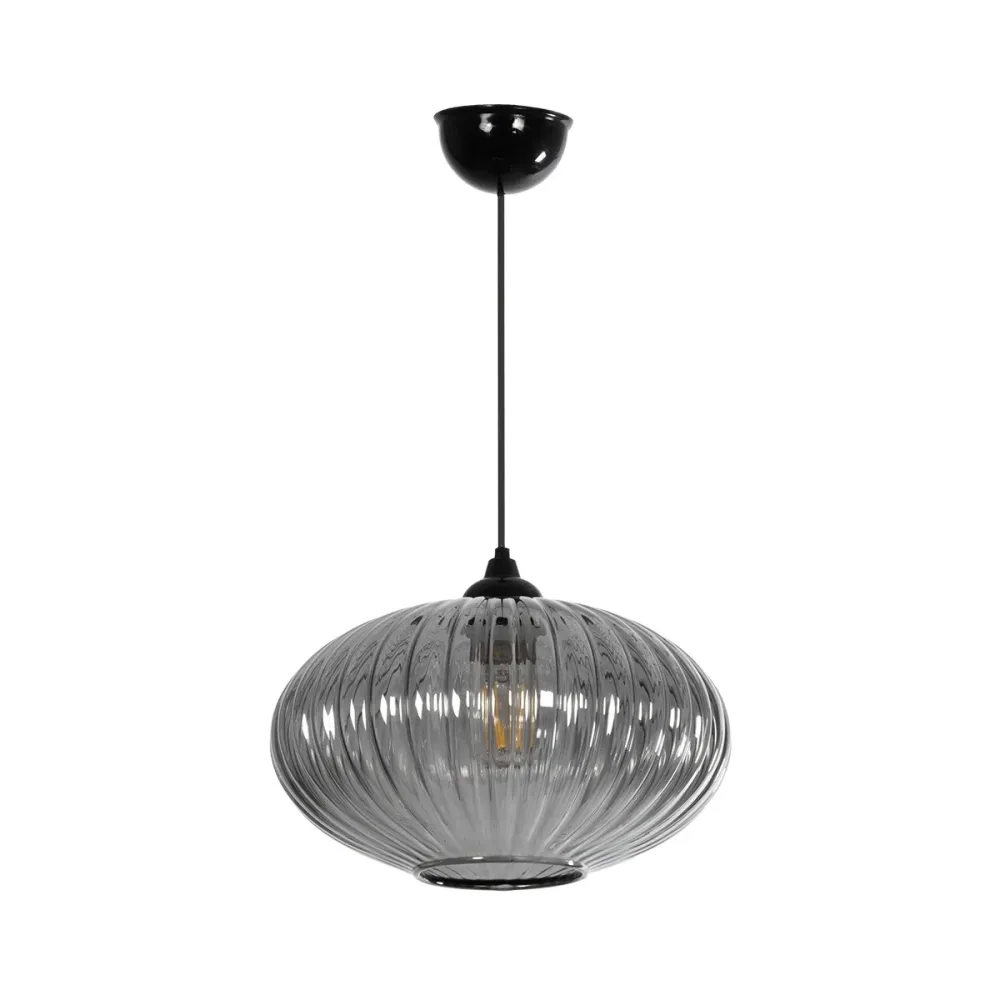 GLOBOSTAR® PERA 206-0010 Μοντέρνο Κρεμαστό Φωτιστικό Οροφής με Ντουί 1 x E27 AC 220-240V IP20 - Μαύρο Φιμέ - Μ30 x Π30 x Υ22cm